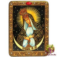 Подарочная икона &quot;Образ Пресвятой Богородицы «Остробрамская (Виленская)»&quot; на мореном дубе