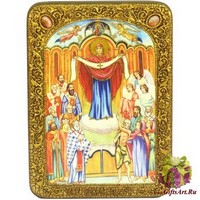 Подарочная икона &quot;Образ Божией Матери &quot;Покров&quot; на мореном дубе