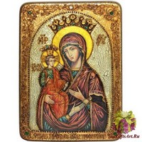 Подарочная икона &quot;Образ Божией Матери &quot;Троеручица&quot; на мореном дубе