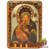 Подарочная икона &quot;Образ Владимирской Божьей Матери&quot; на мореном дубе
