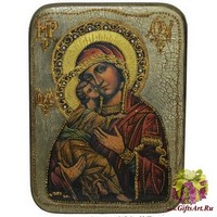 Подарочная икона &quot;Образ Владимирской Божьей Матери&quot; на мореном дубе