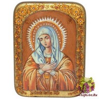 Подарочная икона Божией Матери &quot;Умиление Серафимо-Дивеевская&quot; на мореном дубе