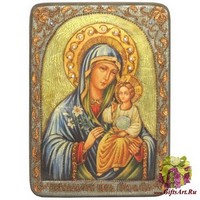 Подарочная икона Божией Матери &quot;Неувядаемый Цвет&quot; на мореном дубе