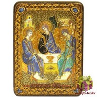 Подарочная икона &quot;Троица&quot; на мореном дубе