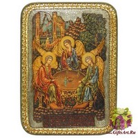 Подарочная икона &quot;Троица&quot; на мореном дубе