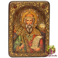 Подарочная икона &quot;Святой равноапостольный князь Владимир&quot; на мореном дубе