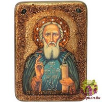 Подарочная икона &quot;Преподобный Сергий Радонежский чудотворец&quot; на мореном дубе