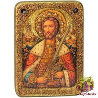 Подарочная икона &quot;Святой благоверный князь Александр Невский&quot; на мореном дубе