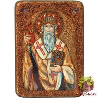 Подарочная икона &quot;Святитель Спиридон Тримифунтский&quot; на мореном дубе