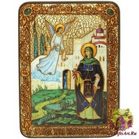 Подарочная икона &quot;Святая преподобная Ирина Каппадокийская (Хрисоволанта)&quot; на мореном дубе