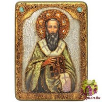 Подарочная икона &quot;Святитель Василий Великий&quot; на мореном дубе