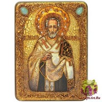 Подарочная икона &quot;Святитель Иоанн Златоуст&quot; на мореном дубе