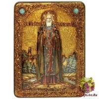 Подарочная икона &quot;Преподобный Сергий Радонежский чудотворец&quot; на мореном дубе