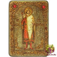 Подарочная икона &quot;Святой благоверный князь Борис&quot; на мореном дубе