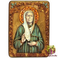 Подарочная икона &quot;Блаженная старица Матрона Московская&quot; на мореном дубе