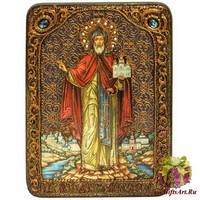 Подарочная икона &quot;Cвятой благоверный князь Даниил Московский&quot; на мореном дубе