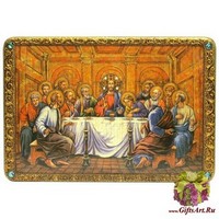Большая подарочная икона &quot;Тайная вечерия&quot; на мореном дубе
