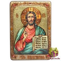 Большая подарочная икона &quot;Господь Вседержитель&quot; на мореном дубе