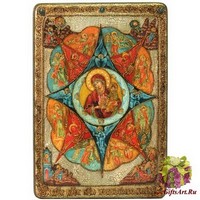 Большая икона Божией матери &quot;Неопалимая купина&quot; на мореном дубе