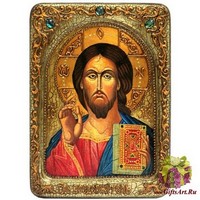 Живописная икона &quot;Господь Вседержитель&quot; на кипарисе