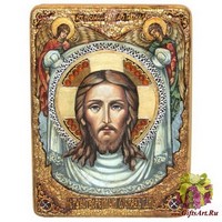 Живописная икона &quot;Спас Нерукотворный&quot; на кипарисе