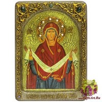 Живописная икона &quot;Образ Божией Матери &quot;Покров&quot; на кипарисе