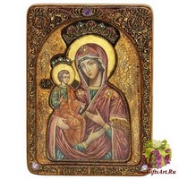Живописная икона &quot;Образ Божией Матери &quot;Троеручица&quot; на кипарисе