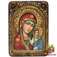 Живописная икона &quot;Образ Казанской Божьей Матери&quot; на кипарисе