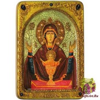 Живописная икона Божией матери &quot;Неупиваемая чаша&quot; на кипарисе