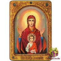 Живописная икона Божией матери &quot;Знамение&quot; на кипарисе