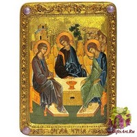 Живописная икона &quot;Троица&quot; на сакральном кипарисе