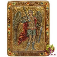 Живописная икона &quot;Архангел Михаил&quot; на кипарисе