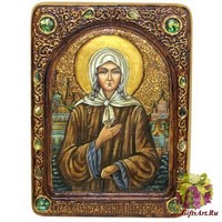 Живописная икона &quot;Святая Блаженная Ксения Петербургская&quot; на кипарисе