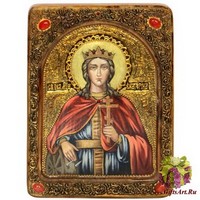 Живописная икона &quot;Святая великомученица Екатерина&quot; на кипарисе