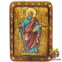 Живописная икона &quot;Первоверховный апостол Павел&quot; на кипарисе