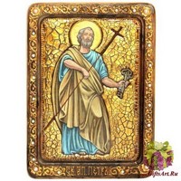 Живописная икона &quot;Первоверховный апостол Петр&quot; на кипарисе