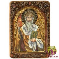 Живописная икона &quot;Святитель Спиридон Тримифунтский&quot; на кипарисе