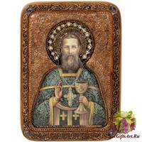 Живописная икона &quot;Святой праведный Иоанн Кронштадтский&quot; на кипарисе