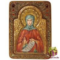 Живописная икона &quot;Преподобная Фотиния (Светлана) Палестинская&quot; на кипарисе