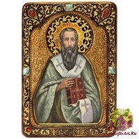 Живописная икона &quot;Святитель Василий Великий&quot; на кипарисе