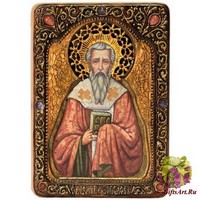 Живописная икона &quot;Святитель Григорий Богослов&quot; на кипарисе