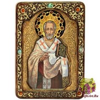 Живописная икона &quot;Святитель Иоанн Златоуст&quot; на кипарисе