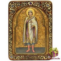 Живописная икона &quot;Святой благоверный князь Глеб&quot; на кипарисе