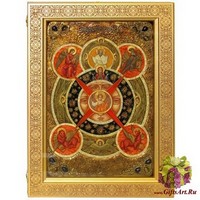 Живописная икона &quot;Всевидящее Око Божие&quot; на кипарисе в березовом киоте