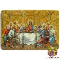 Живописная икона &quot;Тайная вечерия&quot; на кипарисе