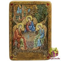 Живописная икона &quot;Троица&quot; на кипарисе