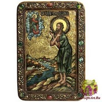 Живописная икона &quot;Преподобный Алексий, человек Божий&quot; на кипарисе