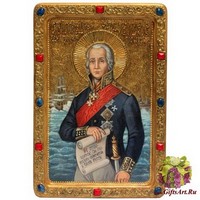 Живописная икона &quot;Святой праведный воин Феодор Адмирал (Ушаков)&quot; на кипарисе
