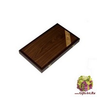 Нарды из дуба с угловой ленточкой орехом (тонированные под орех)