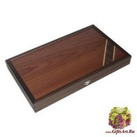 Нарды из мореного дуба с угловой ленточкой итальянский стандарт (шпонированные красным деревом)